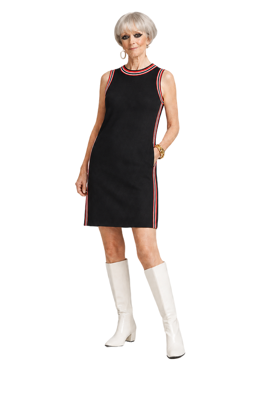 1960s Black Cotton Blend Dress - Model