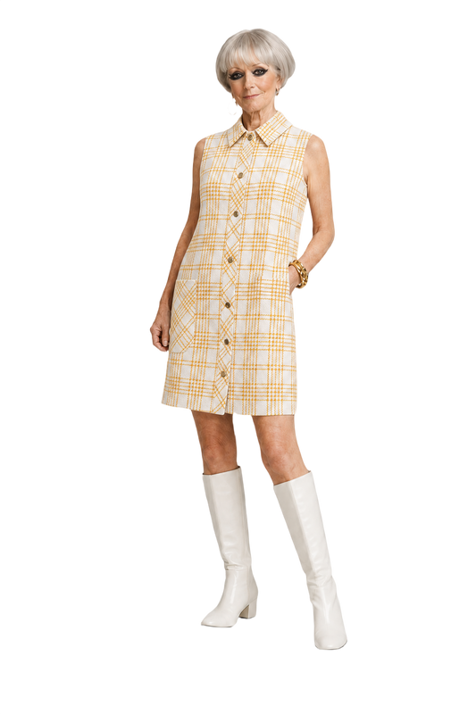 1960s White Cotton Shirt Dress - Model