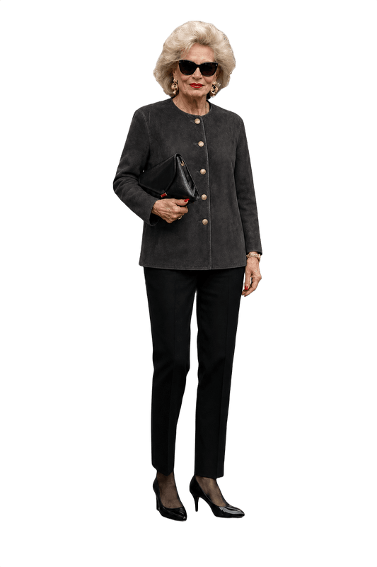 1980s Black Suede Jacket - Model