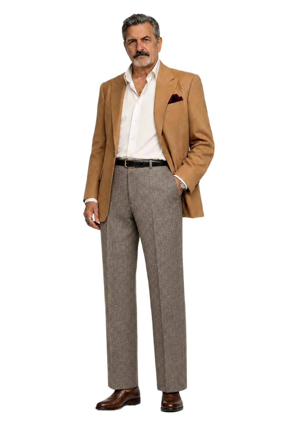1980s Tan Wool Trousers - Model