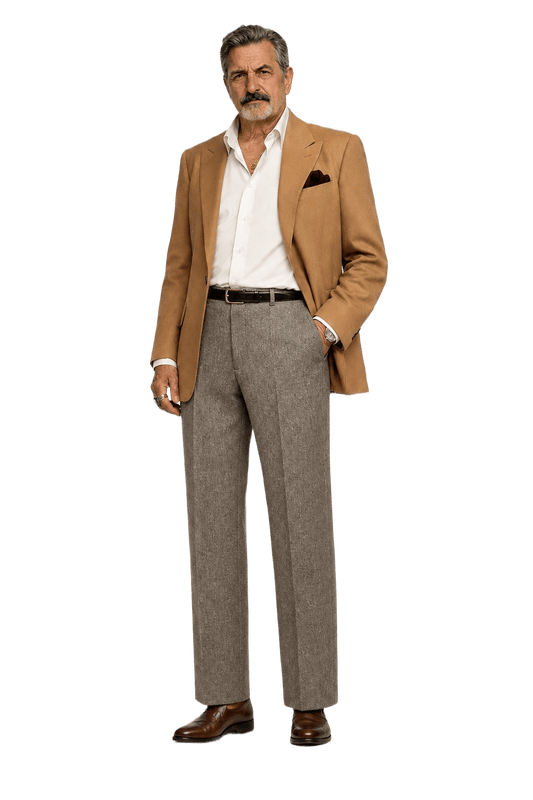 1980s Tan Wool Trousers - Model