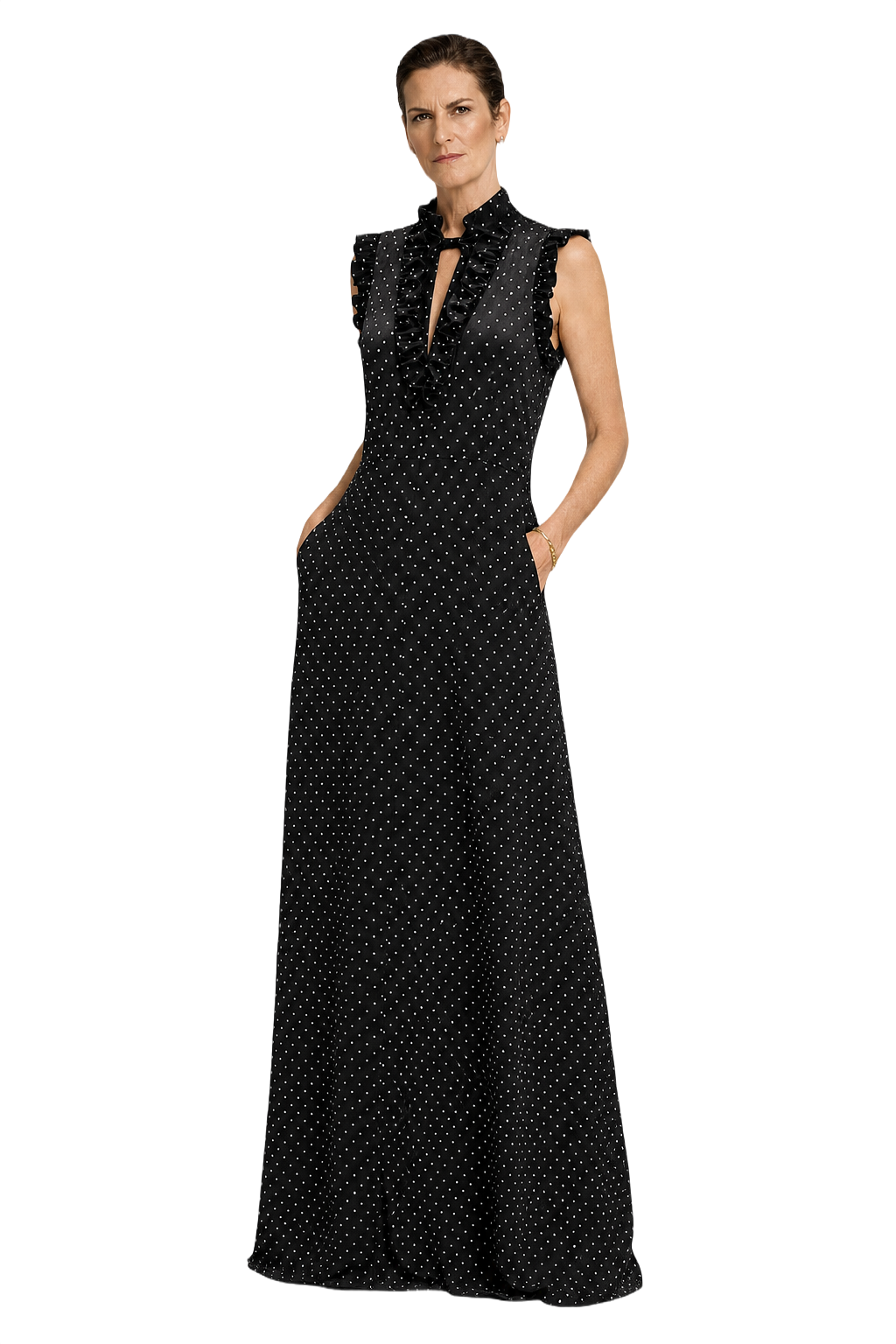1990s Black Velvet Maxi Dress - Model