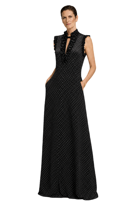 1990s Black Velvet Maxi Dress - Model