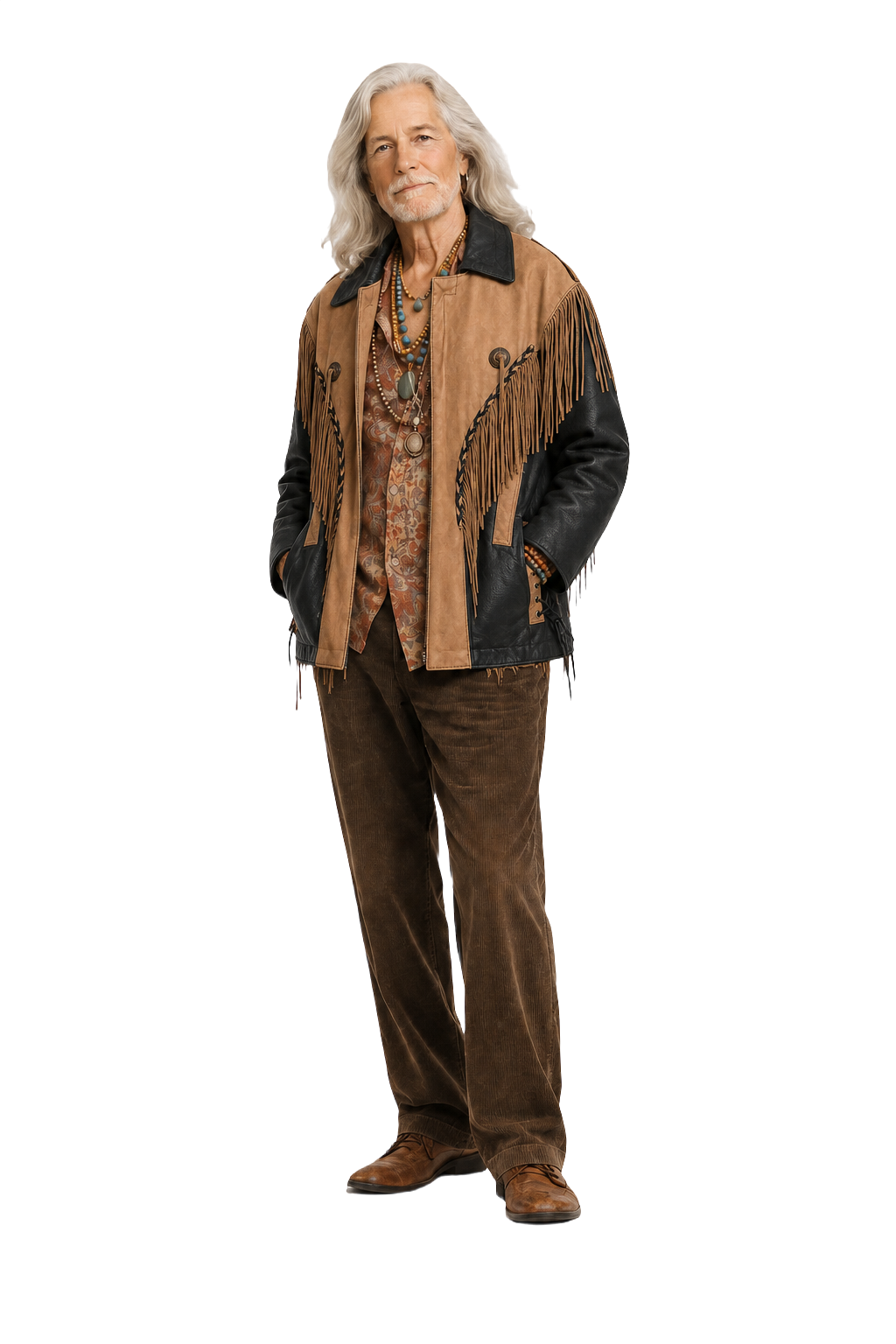 1970s Beige Suede and Leather Jacket - Model