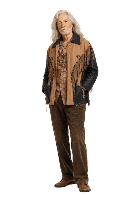 1970s Beige Suede and Leather Jacket - Model