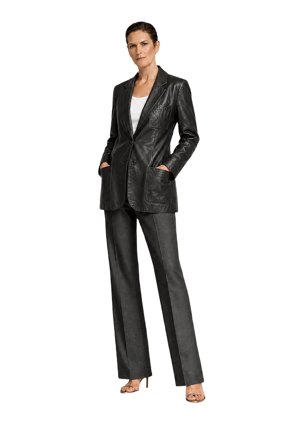1990s Black Leather Blazer - Model
