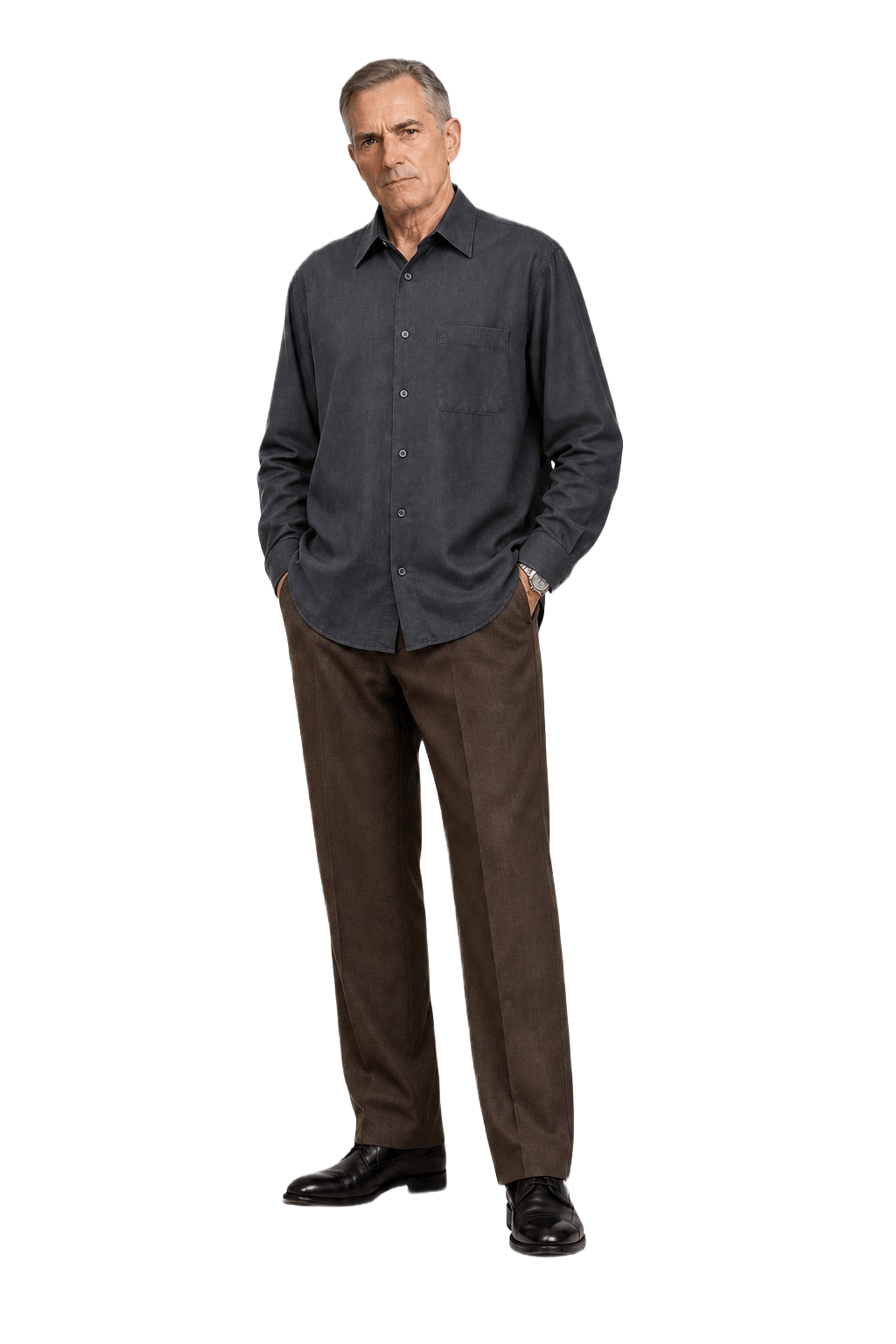1990s Navy Blue Cotton Shirt - Model