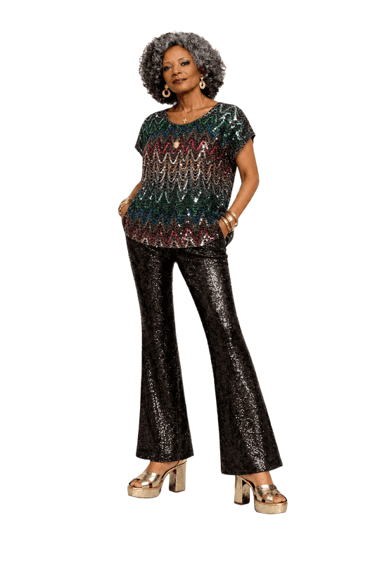 1980s Black Polyester Blouse - Model