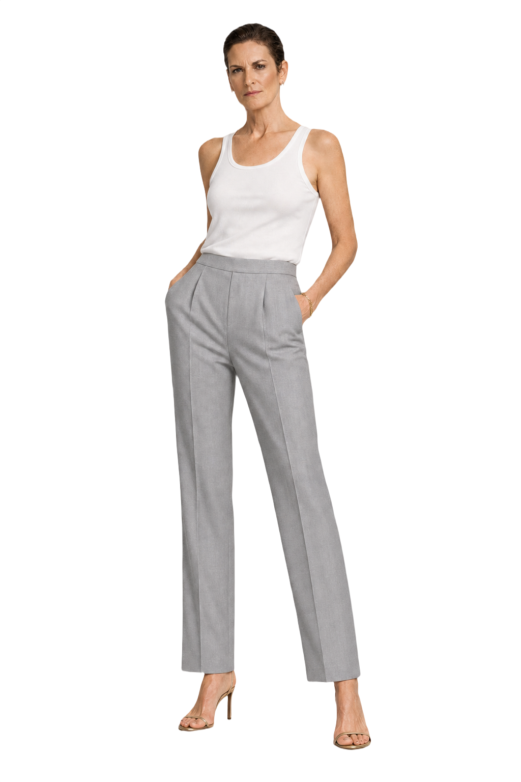 1990s Light Grey Wool Blend Trousers - Model