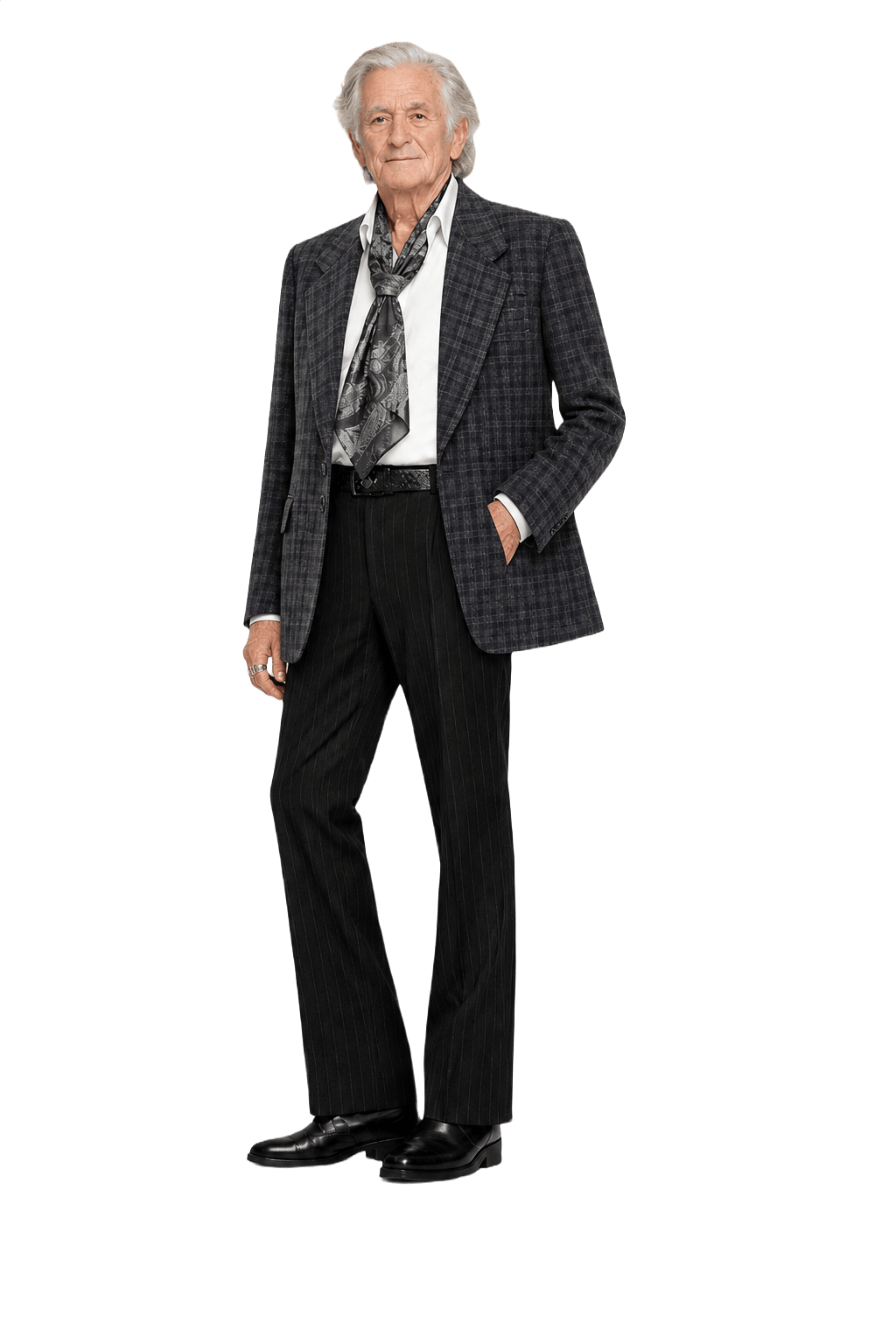 1980s Dark Grey Wool Blend Blazer - Model