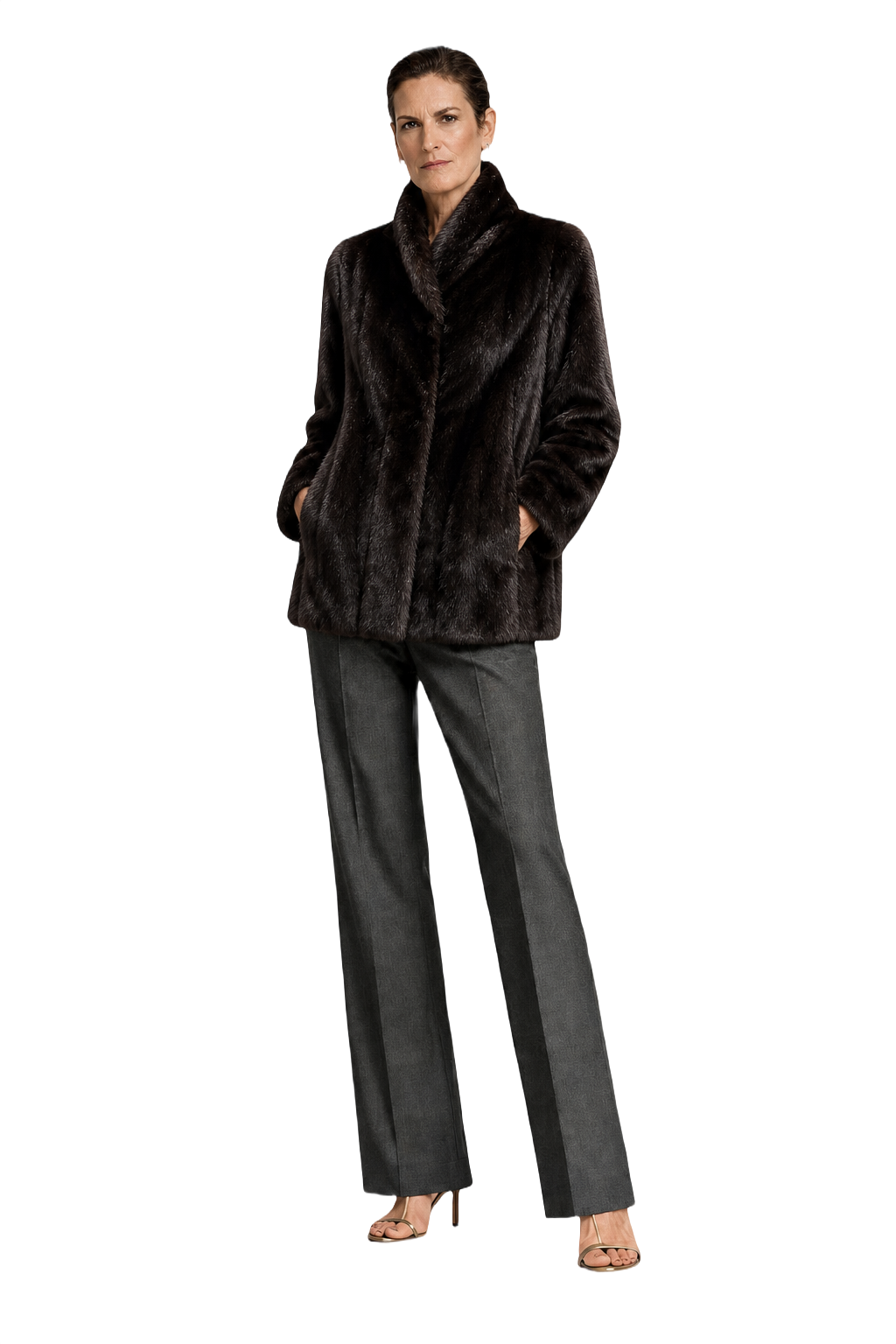 1990s Dark Mink Brown Mink Fur Coat - Model