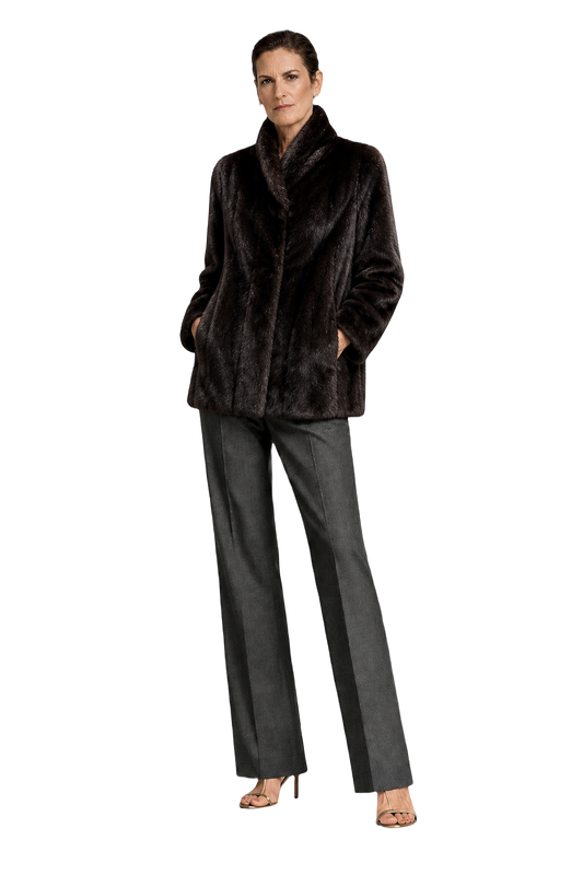 1990s Dark Mink Brown Mink Fur Coat - Model