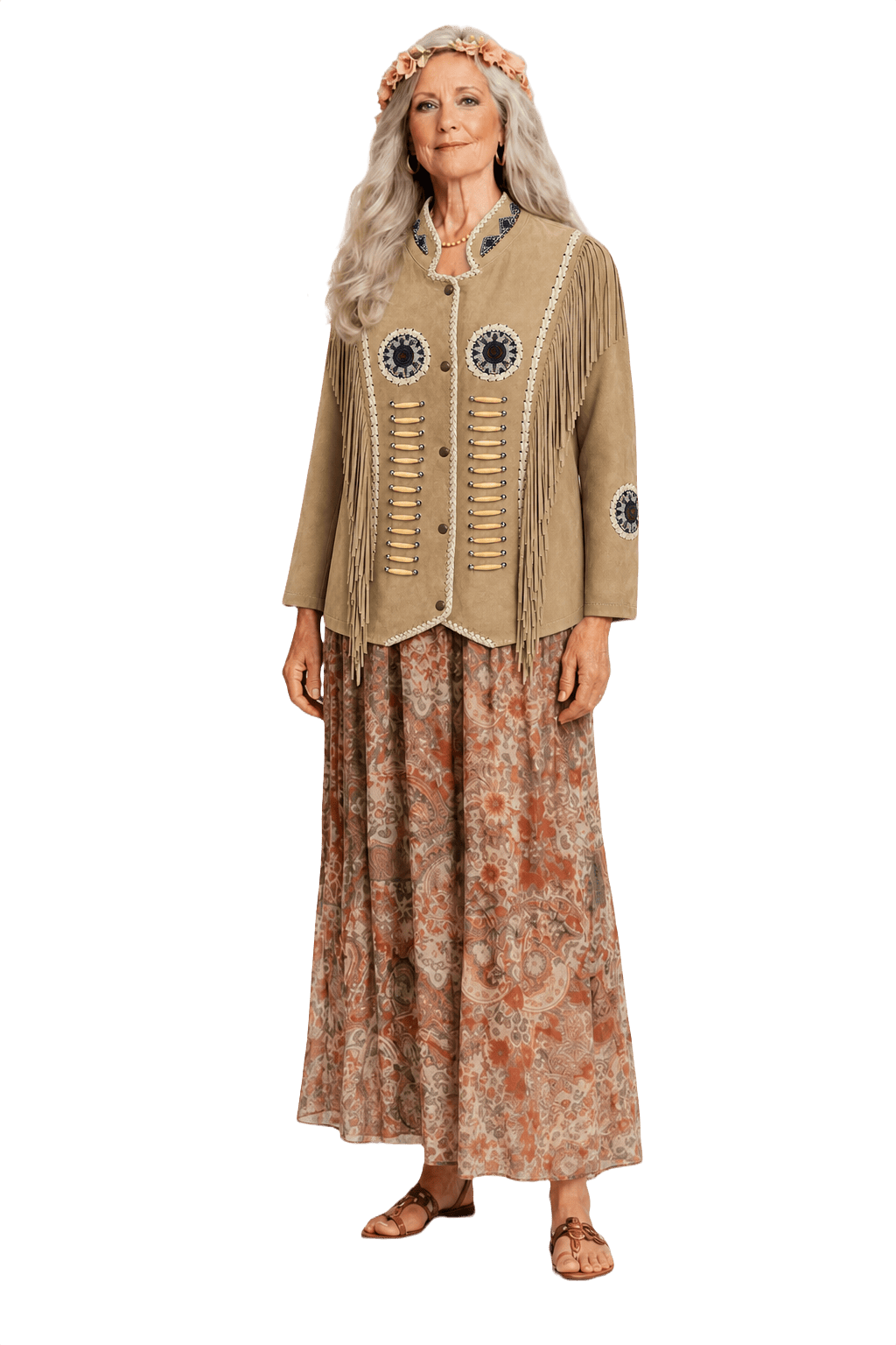 1970s Tan Suede Jacket - Model