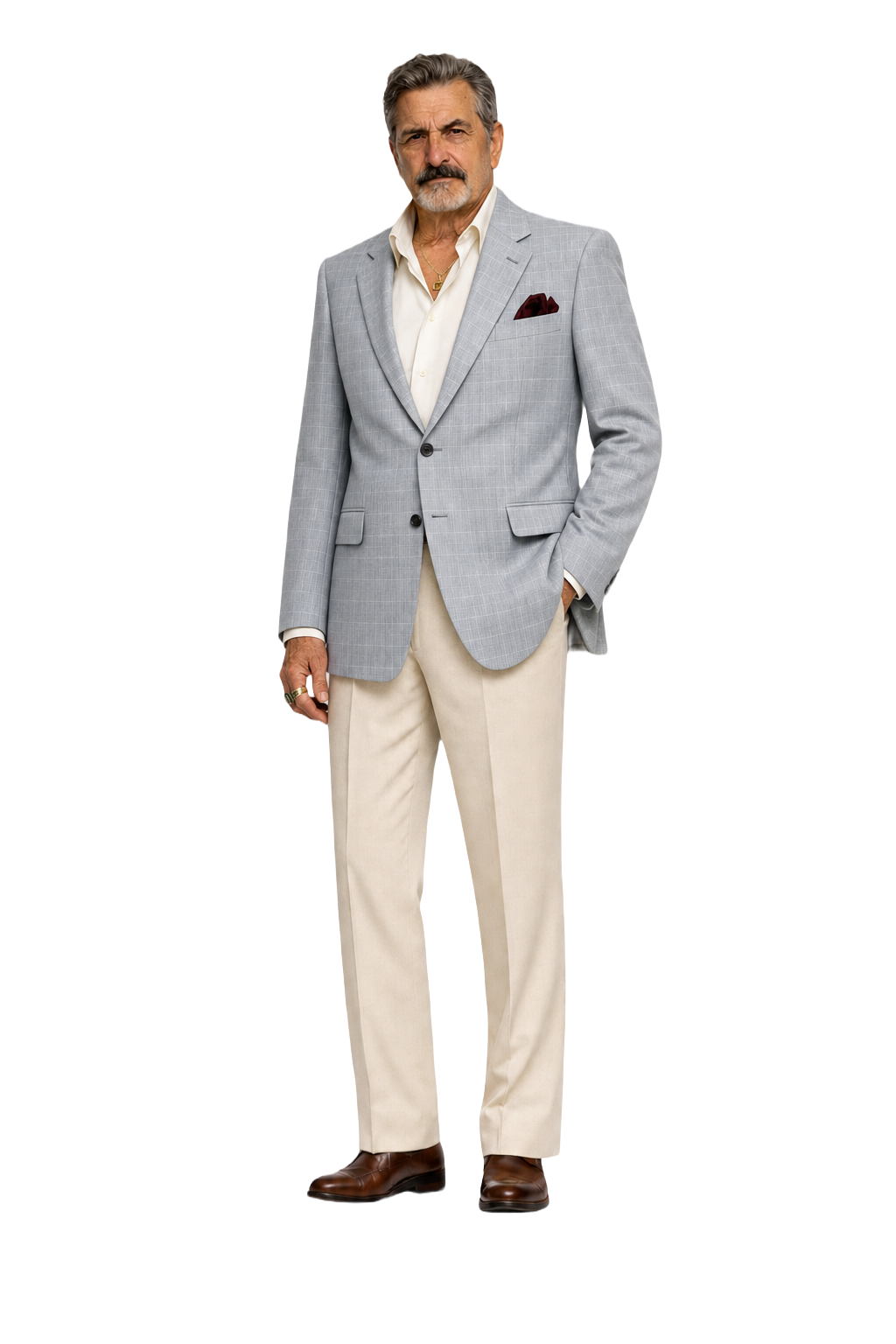 1980s Light Blue Wool Blend Blazer - Model