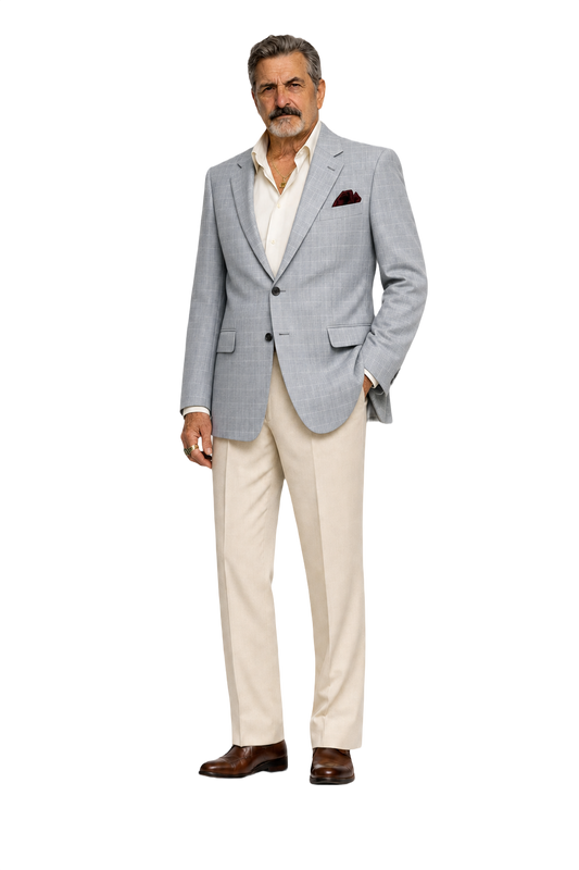 1980s Light Blue Wool Blend Blazer - Model