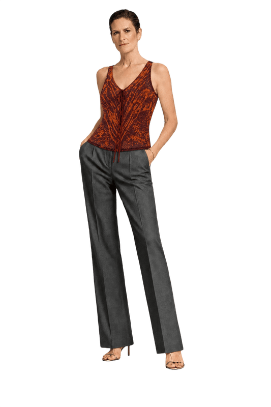 1990s Burnt Orange Rayon Blend Tank Top - Model