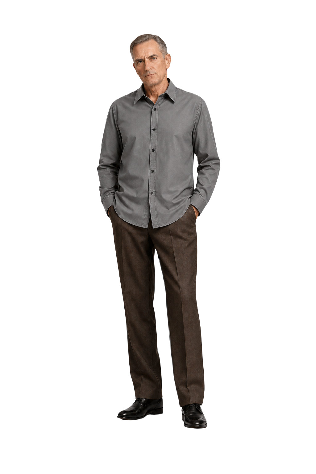 1990s Gray Cotton Shirt - Model