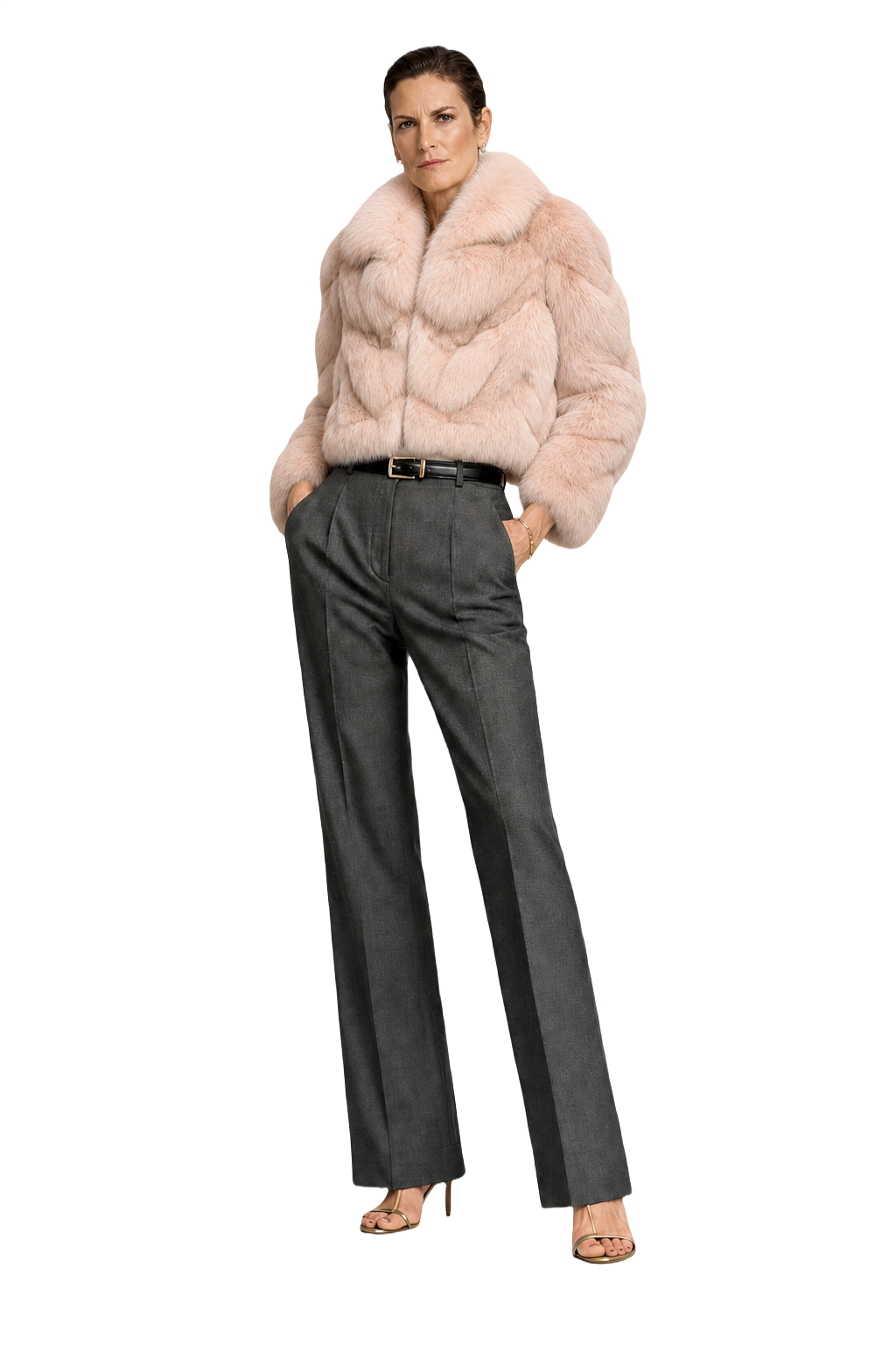 1990s Pink Fur Coat - Model