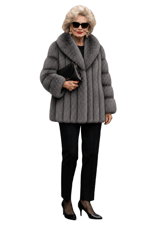 1980s Gray Fur Coat - Model