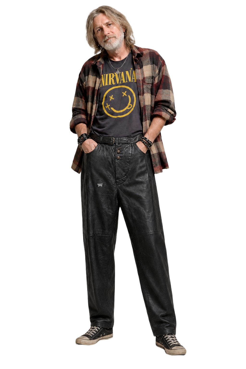 1990s Black Leather Trousers - Model