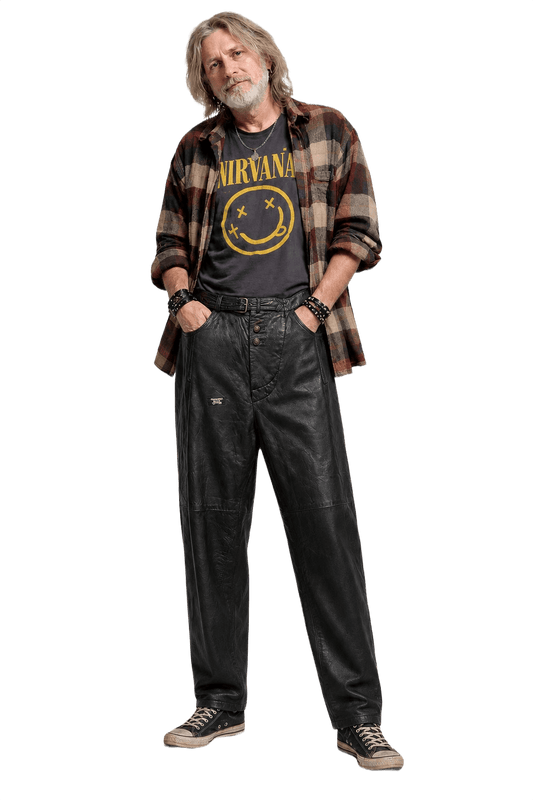1990s Black Leather Trousers - Model