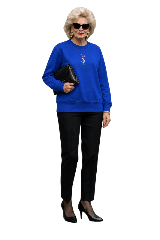 1990s Bright Blue Cotton Sweater - Model