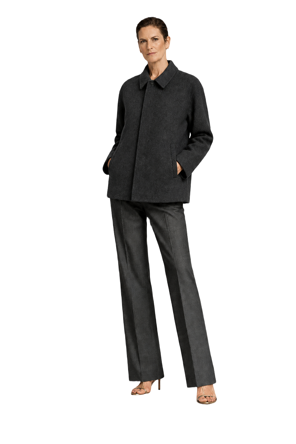 1990s Charcoal Grey Wool Jacket - Model