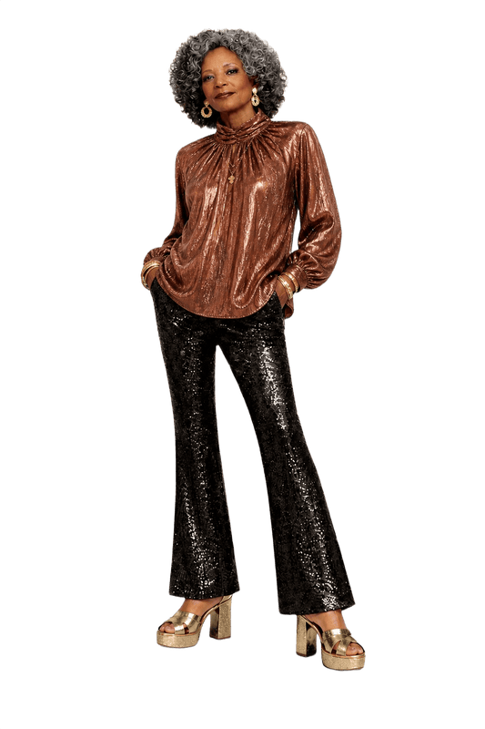 1980s Copper Synthetic Blend Blouse - Model