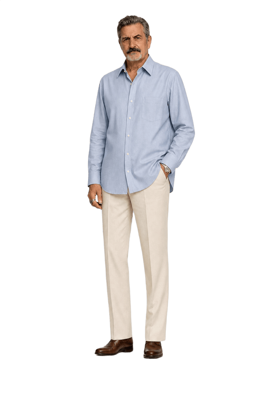 1970s Light Blue Cotton Button-Down Shirt - Model