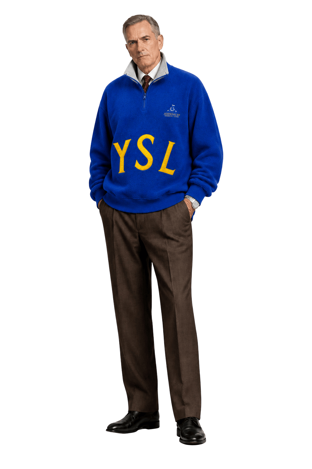 1990s Blue Fleece Sweater - Model