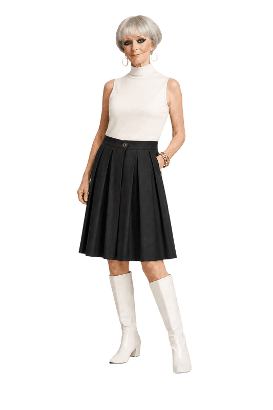 1960s Black Synthetic Blend Skirt - Model