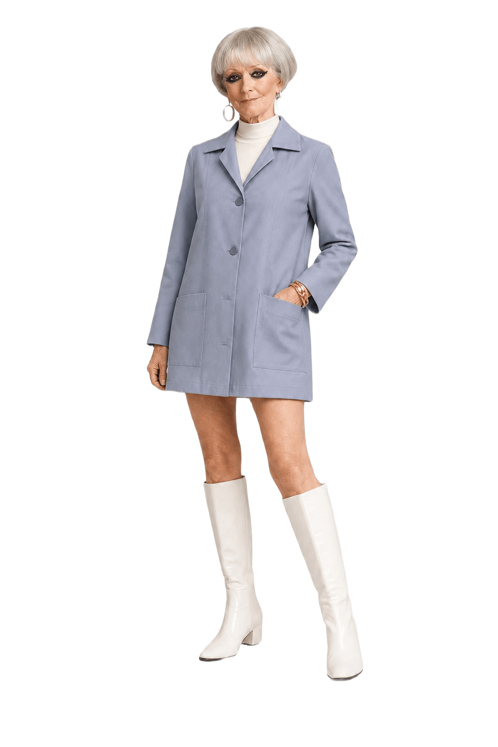 1960s Light Blue Cotton Jacket - Model
