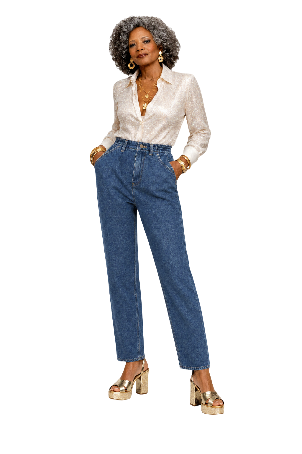 1990s Blue Denim Jeans - Model