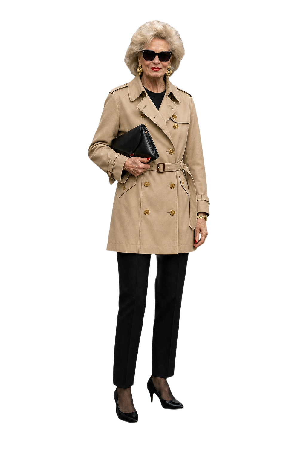 1980s Beige Cotton Blend Trench Coat - Model
