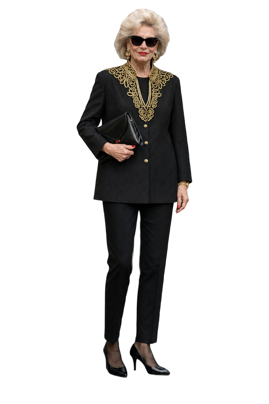 1980s Black Wool Blend Blazer - Model