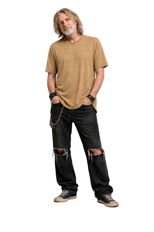 1980s Tan Cotton T-Shirt - Model