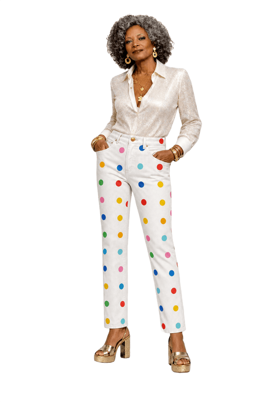 1980s White Cotton Pants - Model