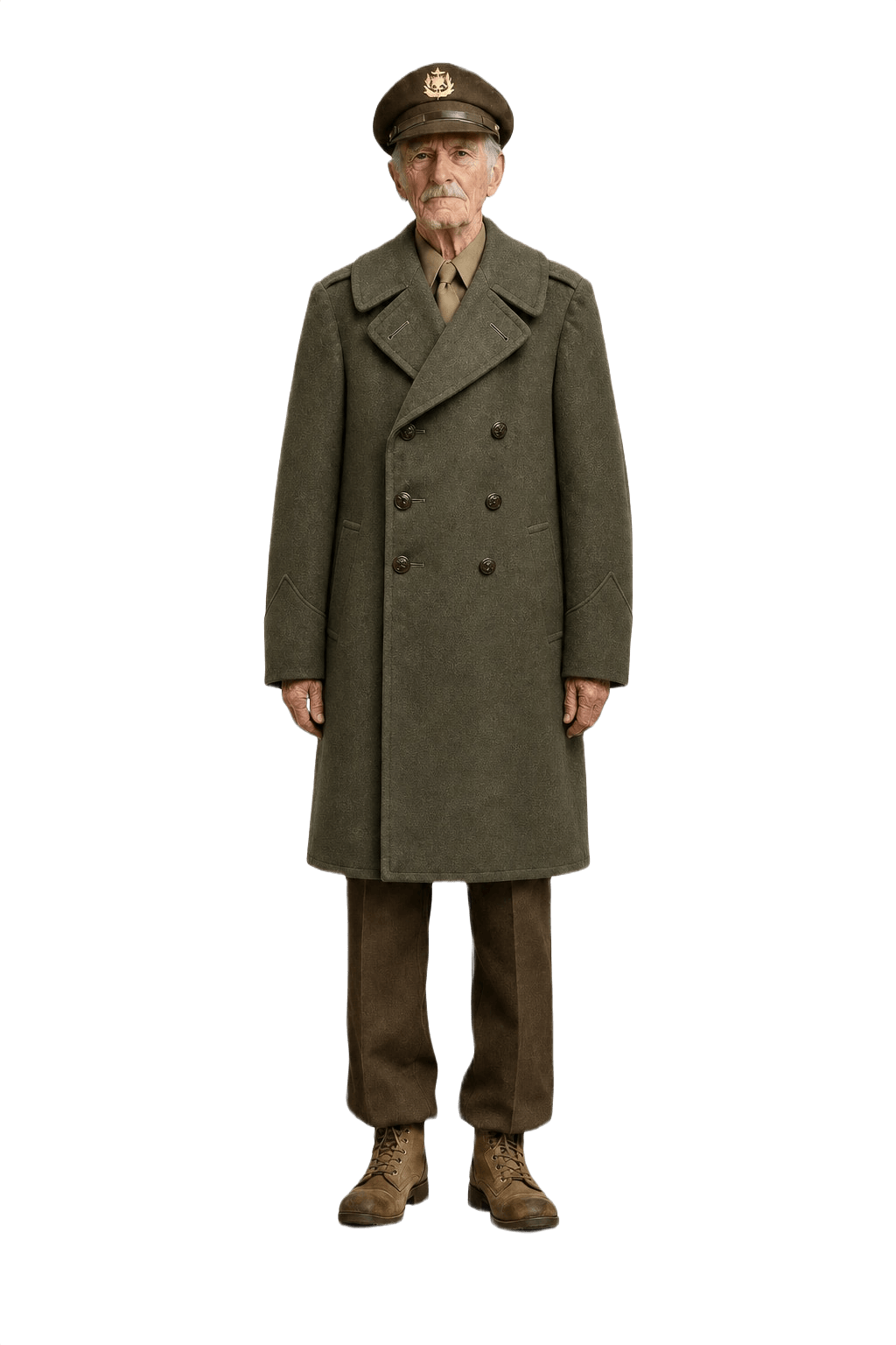 1940s Olive Green Wool Coat - Model