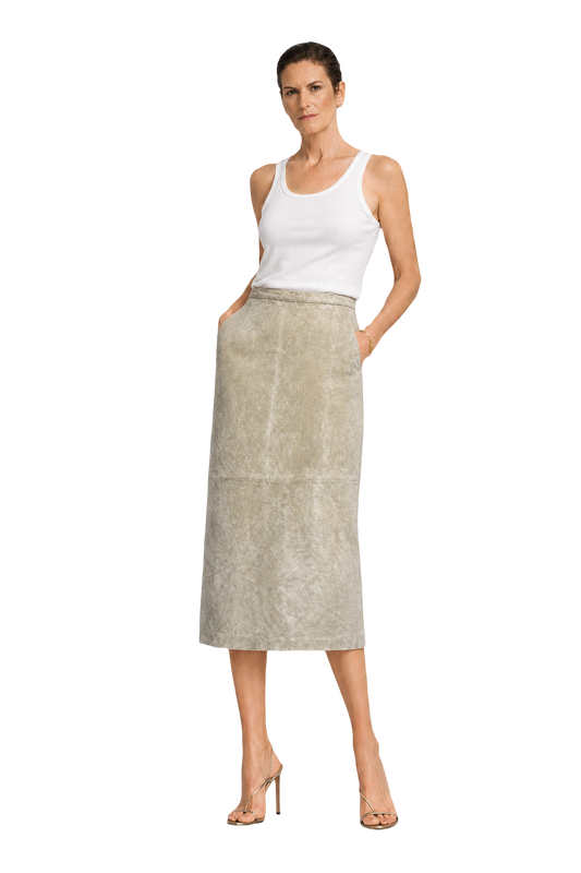 1990s Light Beige Suede Skirt - Model