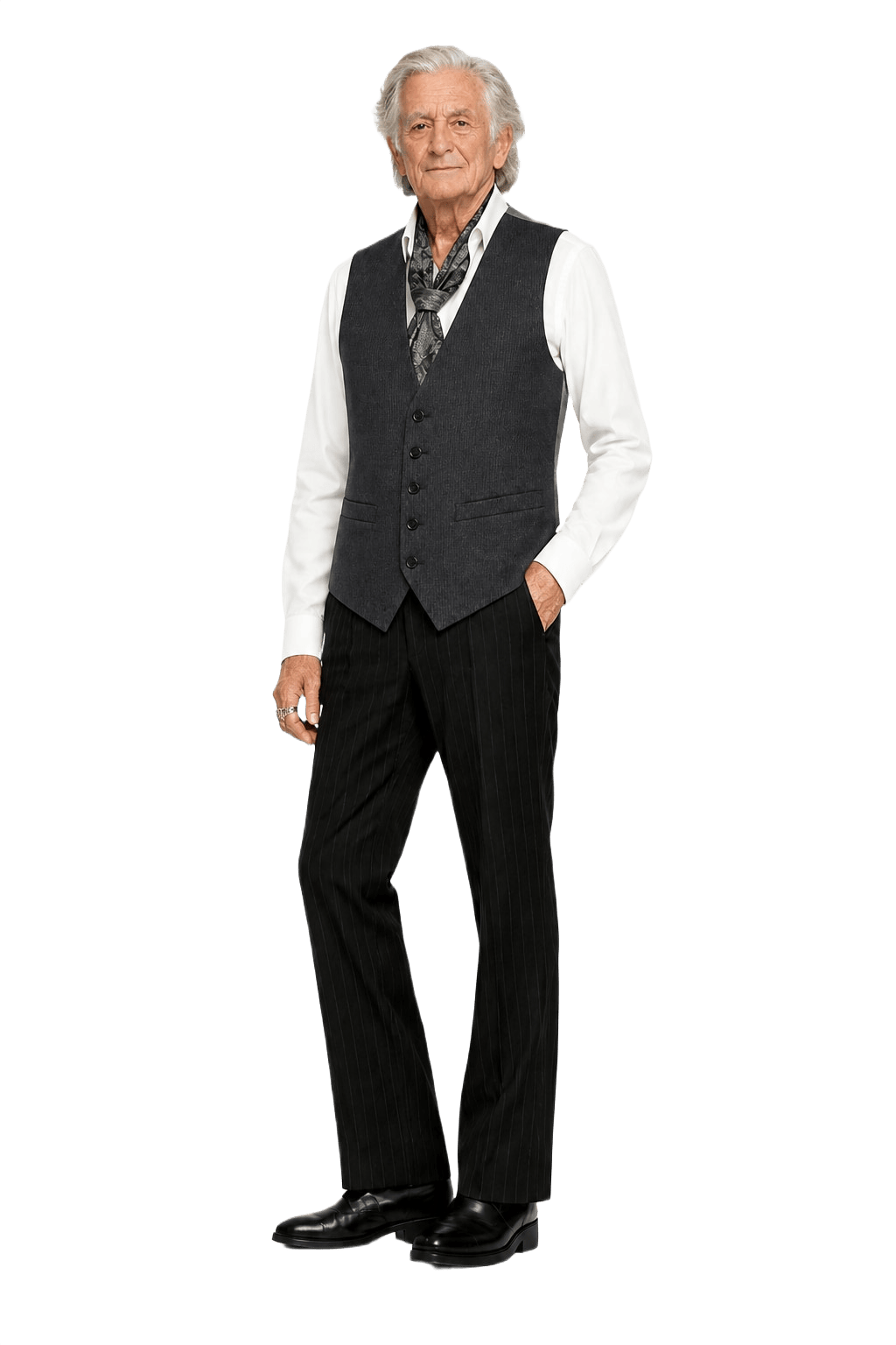 1970s Charcoal Grey Wool Blend Vest - Model