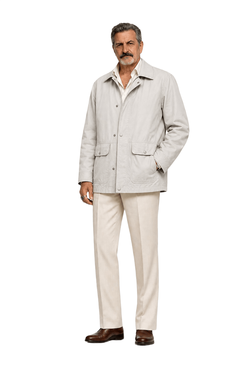 1980s Beige Cotton Blend Jacket - Model