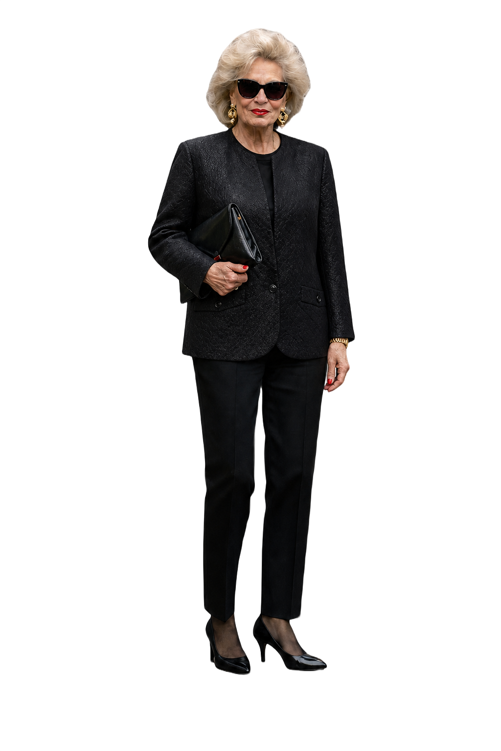 1980s Black Polyester Jacket - Model