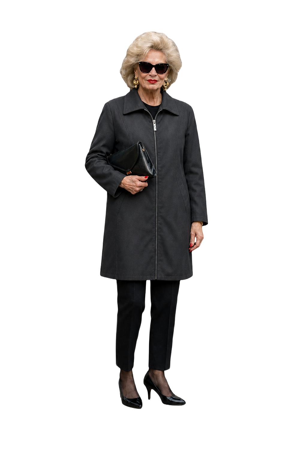 1970s Black Wool Coat - Model
