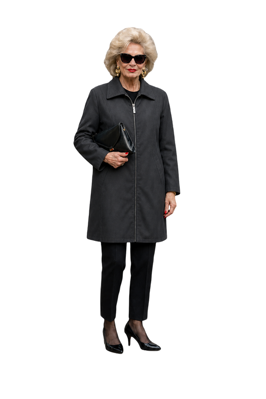 1970s Black Wool Coat - Model