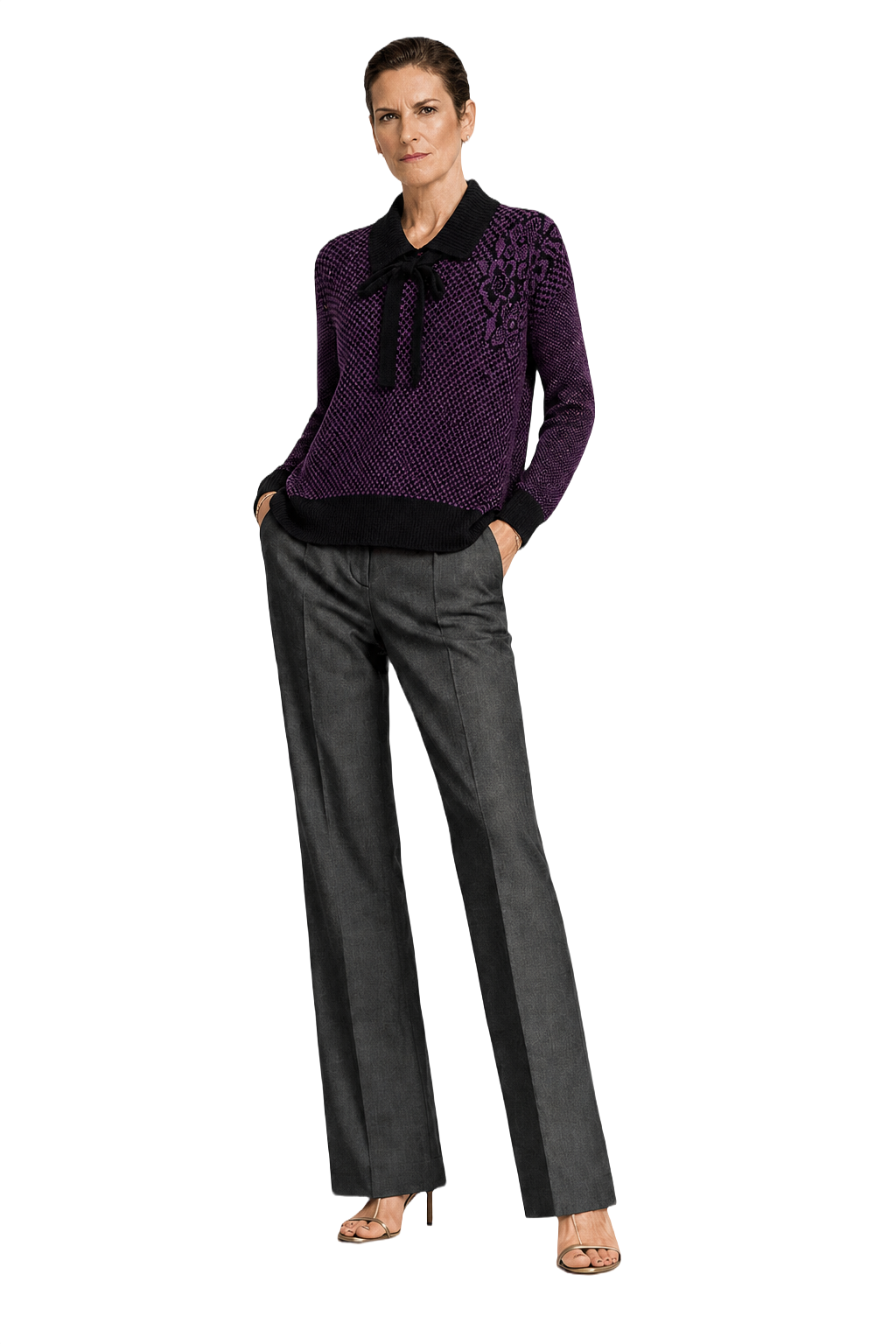1990s Purple Wool Sweater - Model