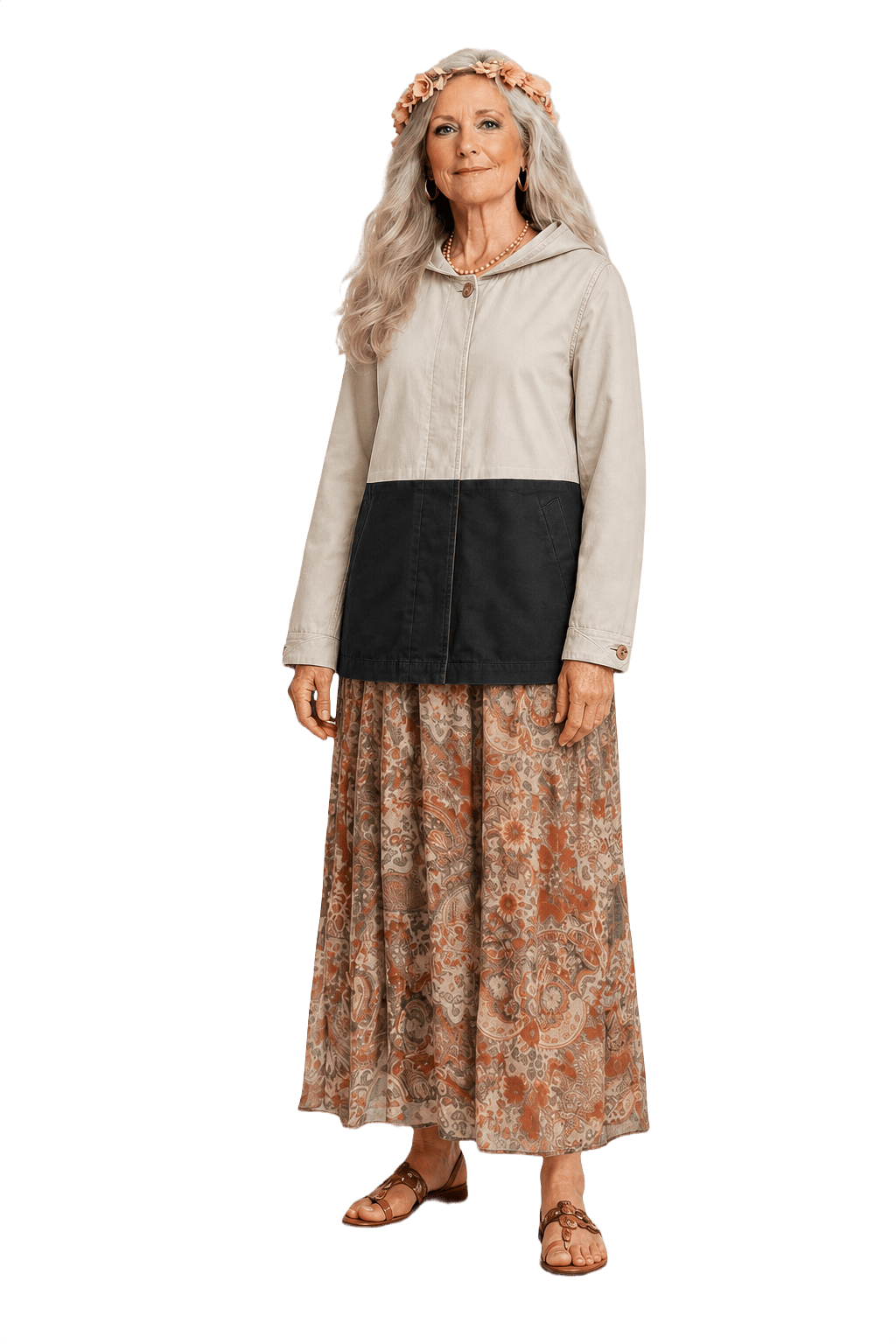 1980s Cream Cotton Blend Jacket - Model
