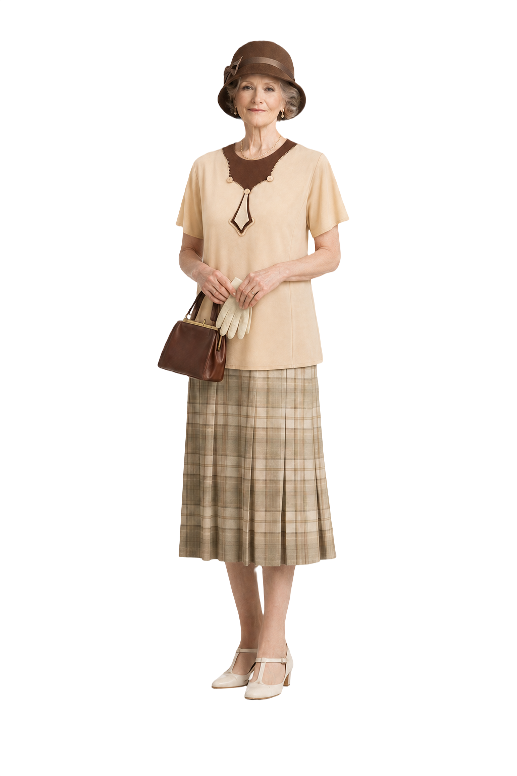 1920s Cream Silk Blouse - Model