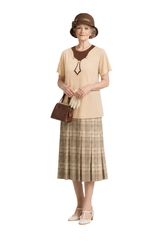 1920s Cream Silk Blouse - Model