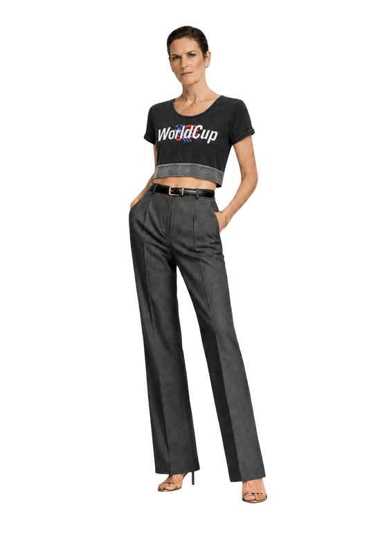 1990s Black Cotton Crop Top - Model
