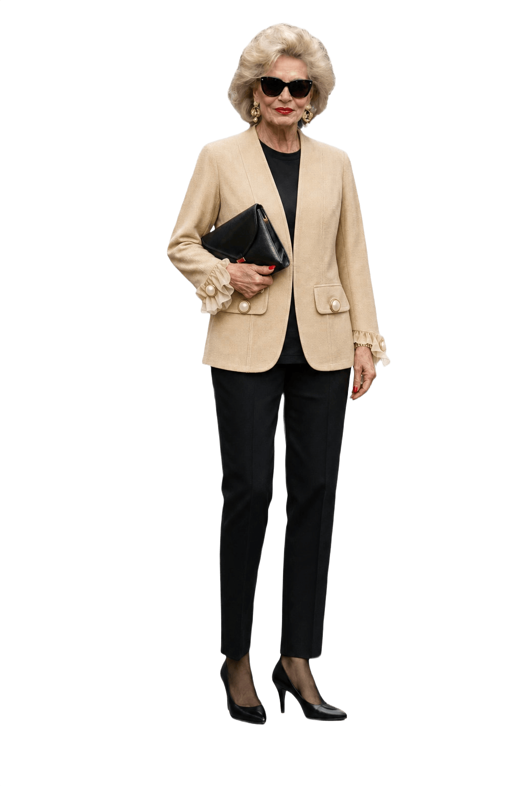 1980s Cream Polyester Blend Blazer - Model